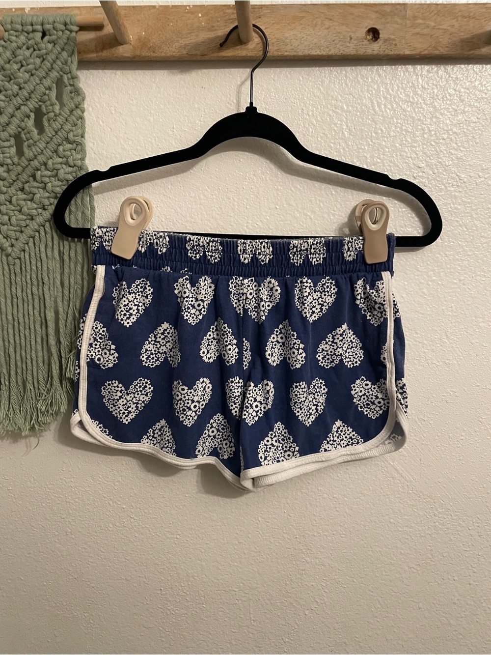 wonder nation Navy Blue Heart-Print Athletic Shorts with White Trim